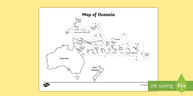 Oceania map with and without names worksheets teacher made