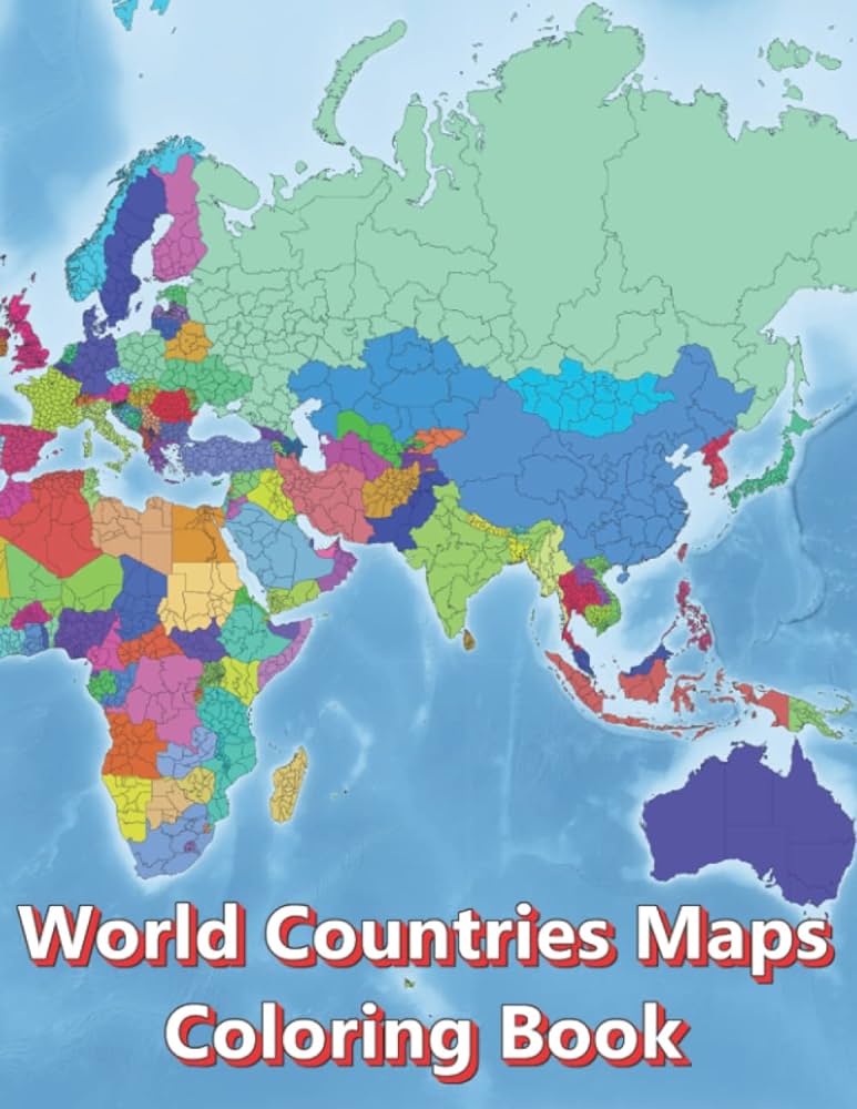 World countries maps coloring book