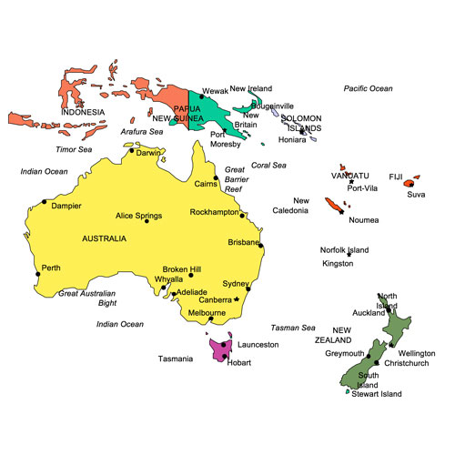 Australia and oceania regional powerpoint map cities