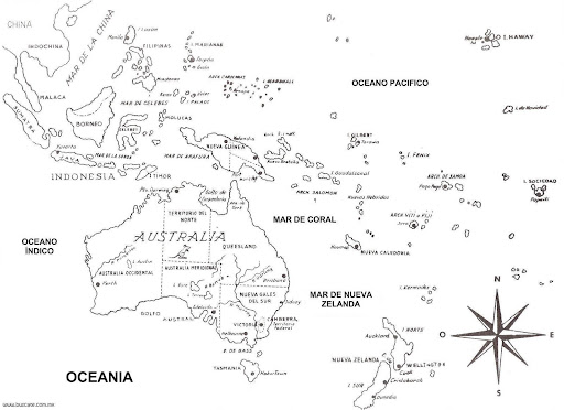 Coloring pages map of oceania in spanish free coloring pages