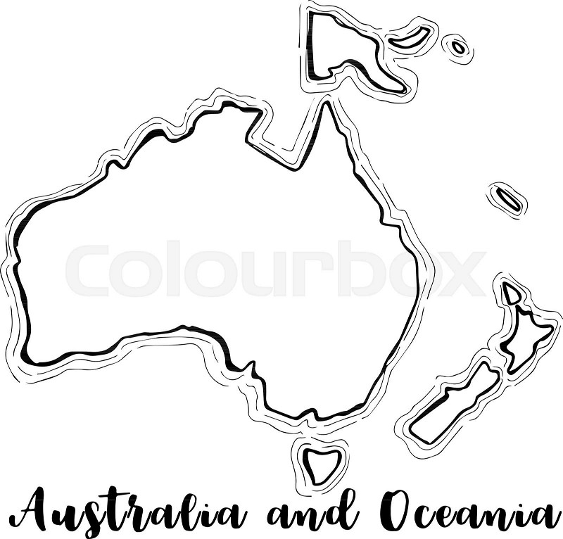 Hand drawn australia and oceania map sketchvector illustration stock vector