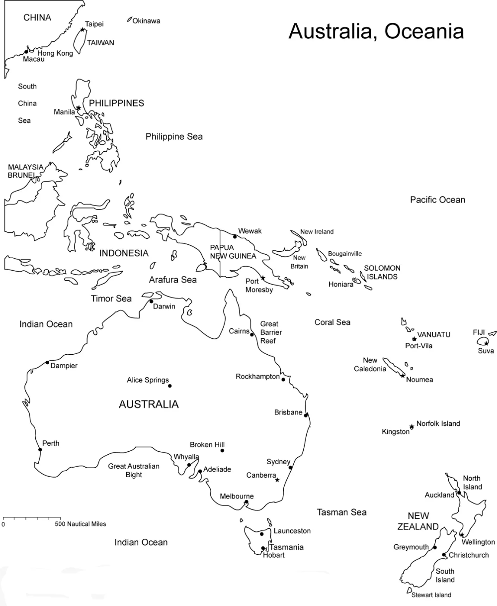 Blank map of oceania printable outline map of oceania whatsanswer printable maps world map printable free printable world map
