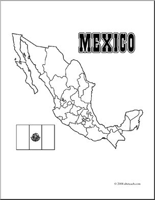 Clip art mexico map coloring page blank i