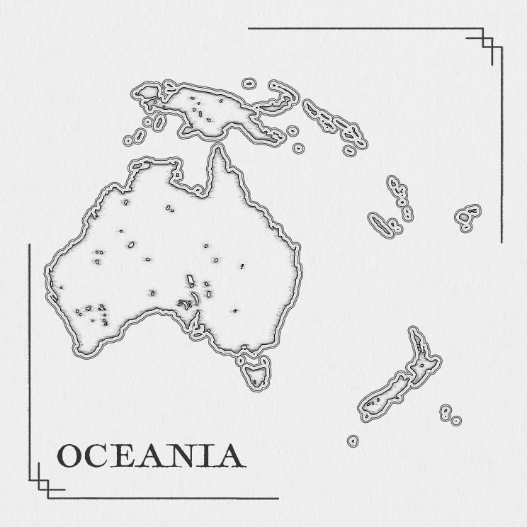 Map of oceania rnewzealand