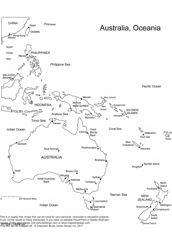 Australia and oceania map coloring page coloring page