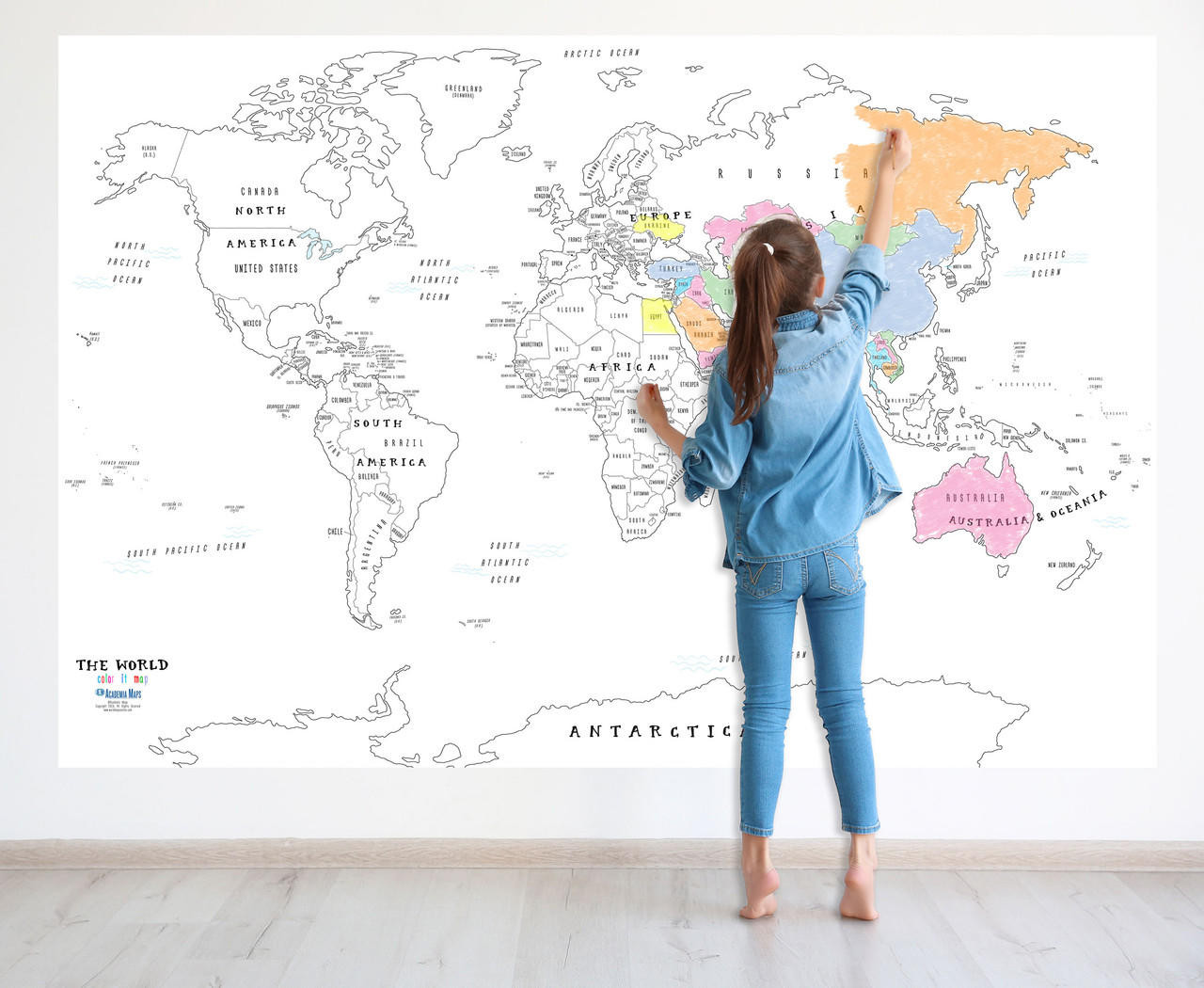 World coloring map for kids