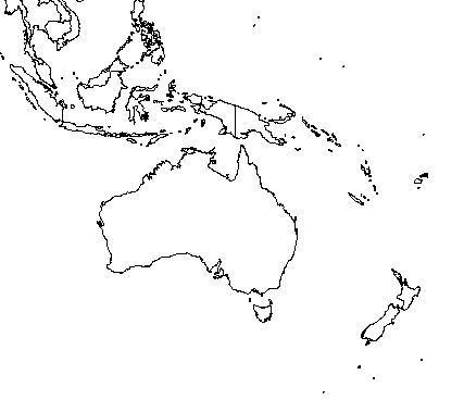 Blank outline map of oceania â at