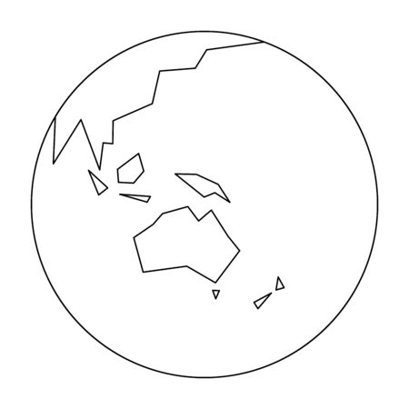 Simplified outline earth globe with map of world focused on australia and oceania vector illustration