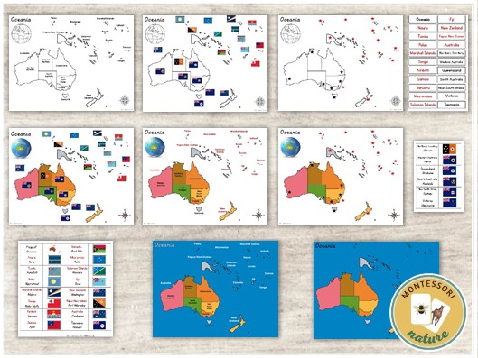 Oceania maps blackline masters pin flags