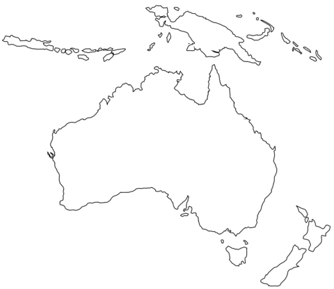 Outline map of australia coloring page free printable coloring pages