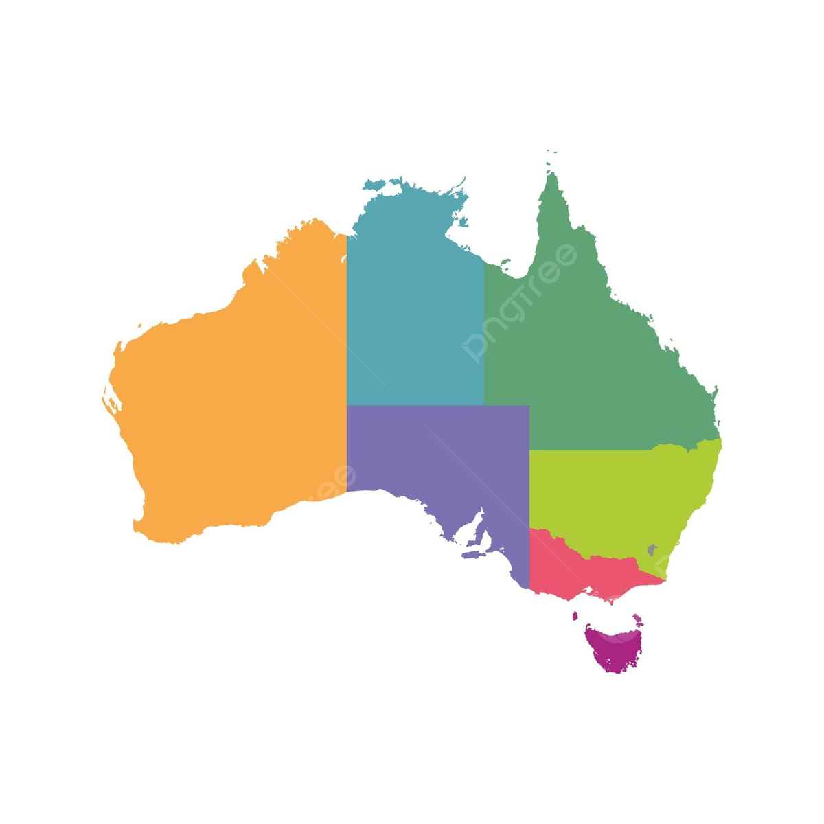 Australia map color with regions vector flat nation contour oceania vector nation contour oceania png and vector with transparent background for free download