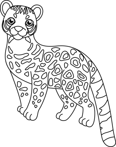 Cute ocelot coloring page free printable coloring pages