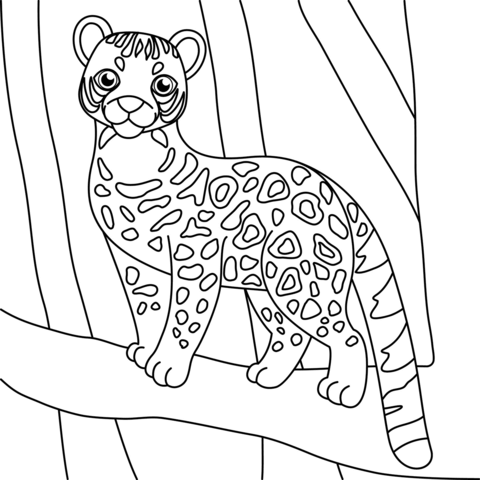 Cute ocelot coloring page free printable coloring pages