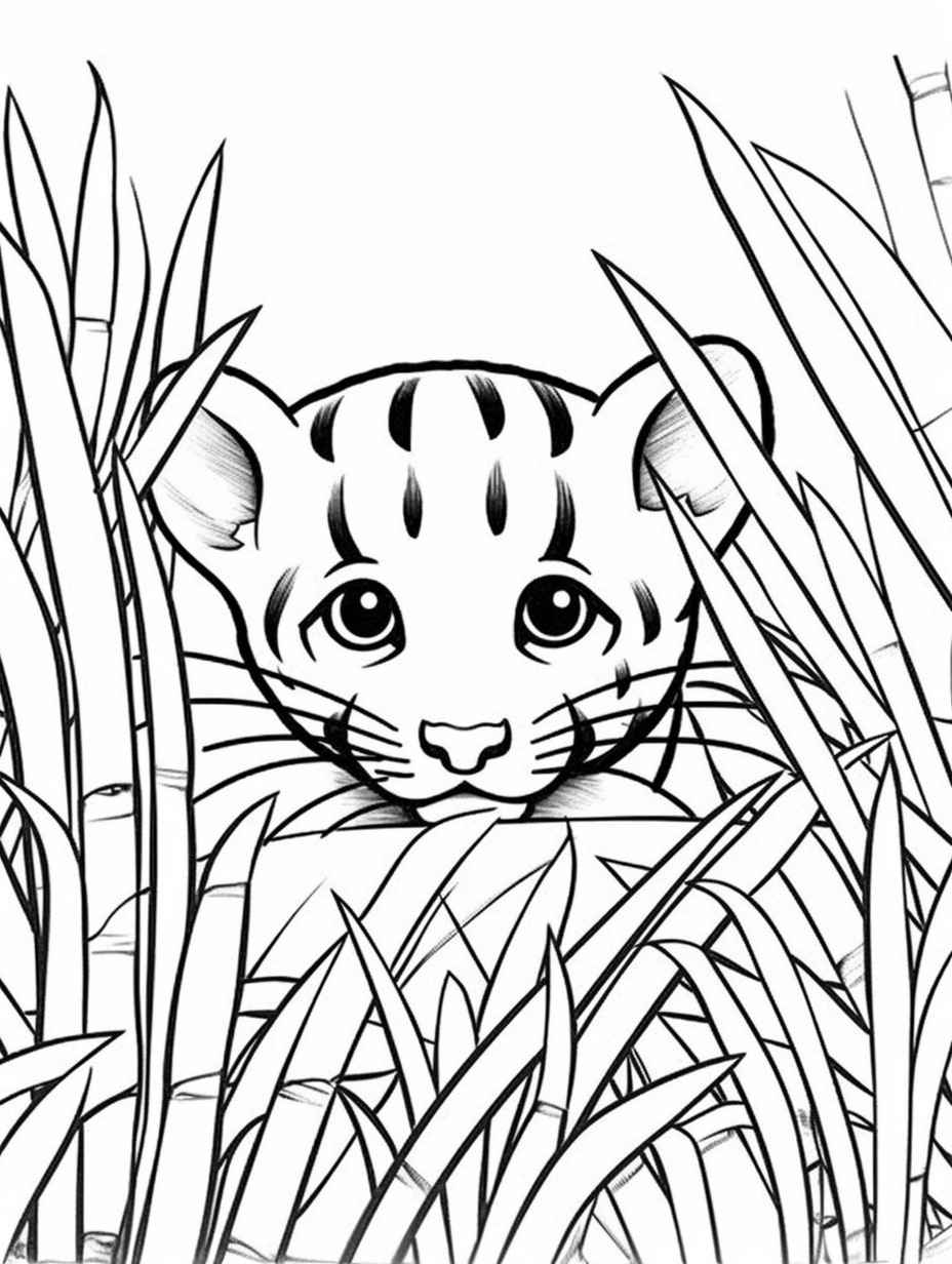 Midjourney prompt cute ocelot coloring page