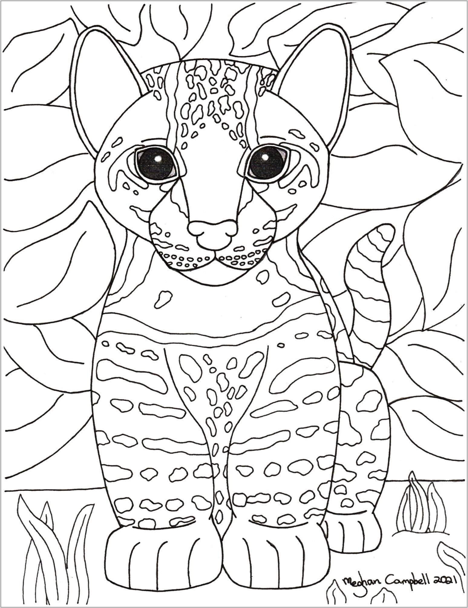 Ocelot baby printable coloring page