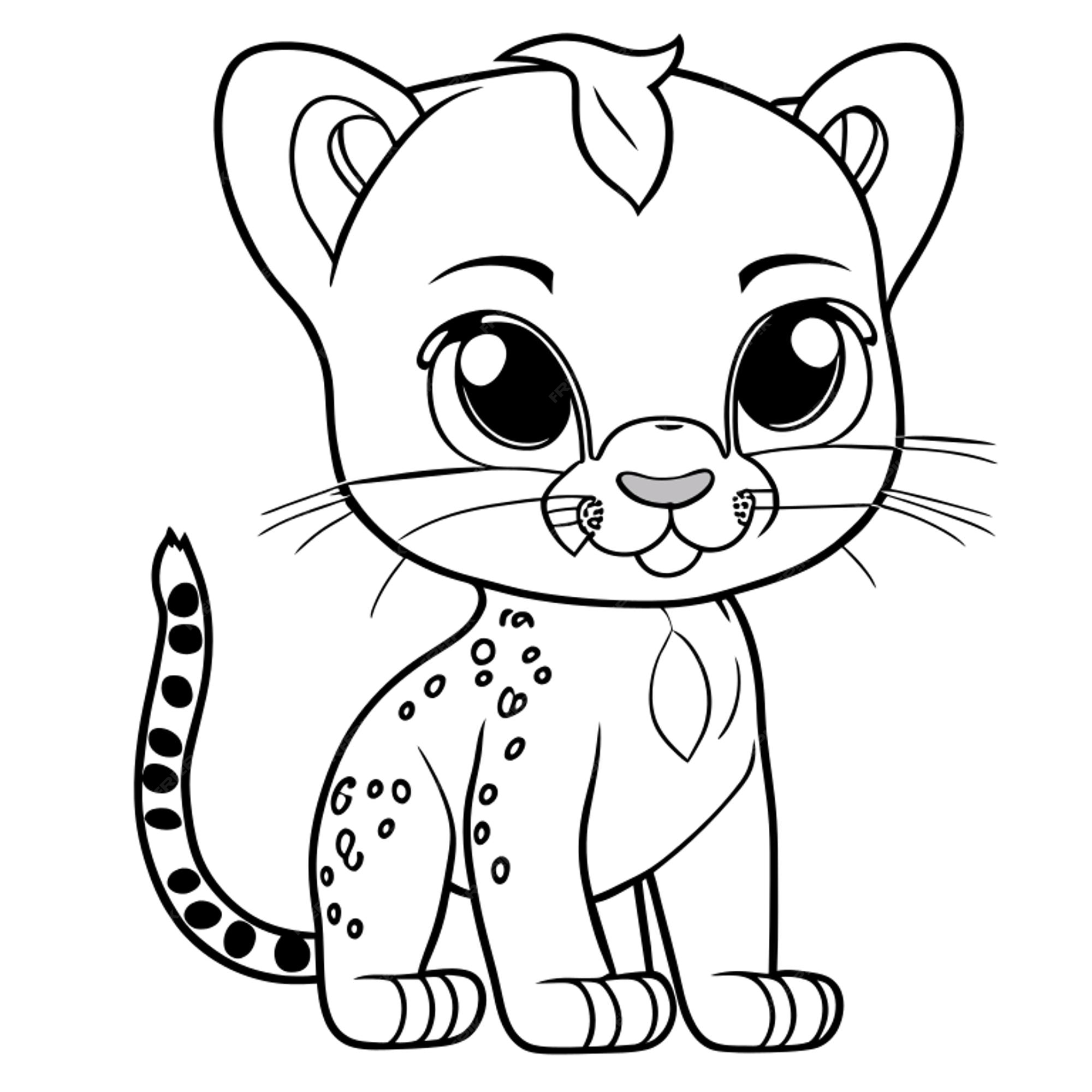 Premium vector kids coloring book page featuring simple ocelot heavy line art clean line art simple only lines