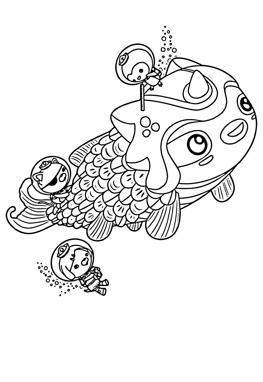 Free printable octonauts fish coloring page for adults and kids