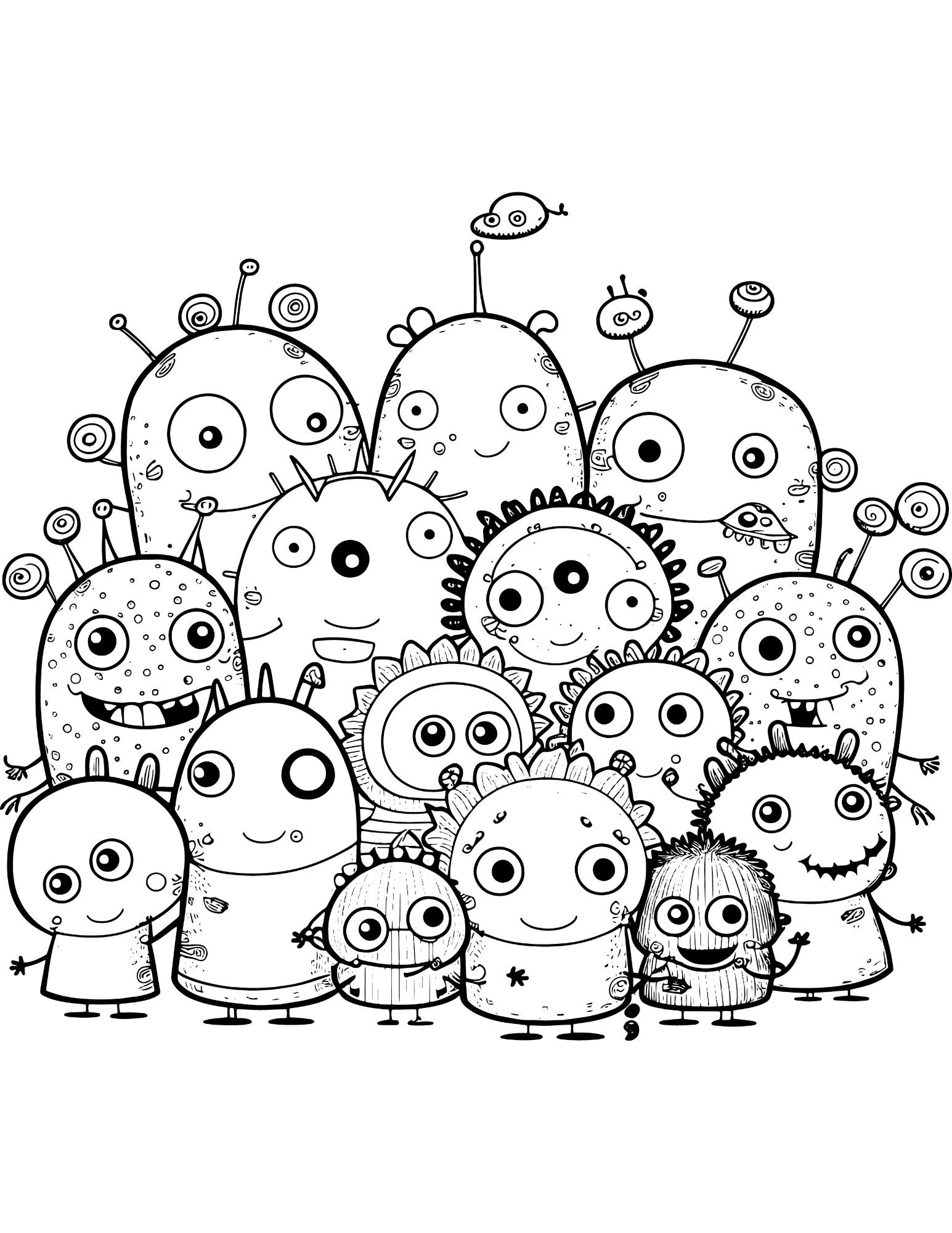 Pages of funny monsteralien coloring pages