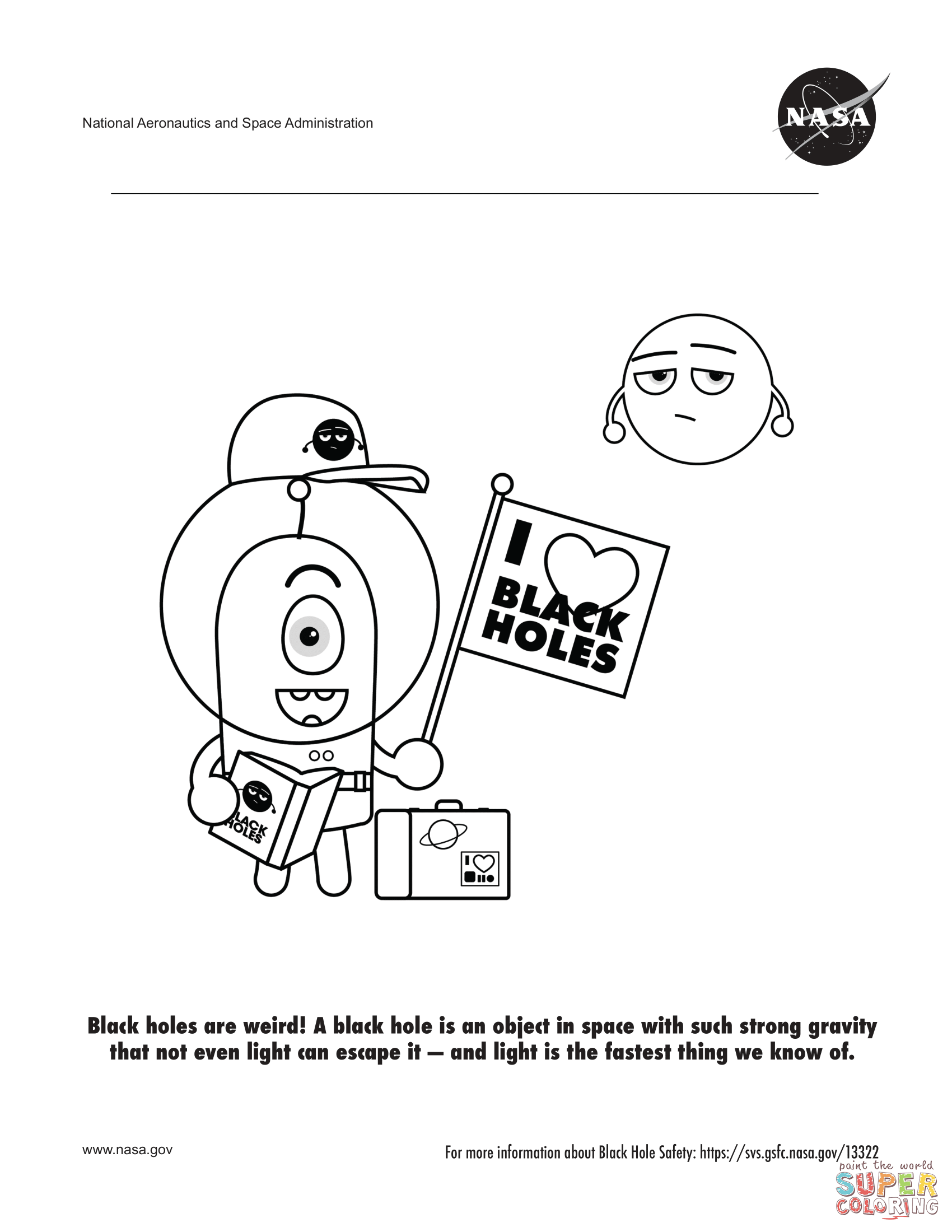 Black hole safety coloring page free printable coloring pages