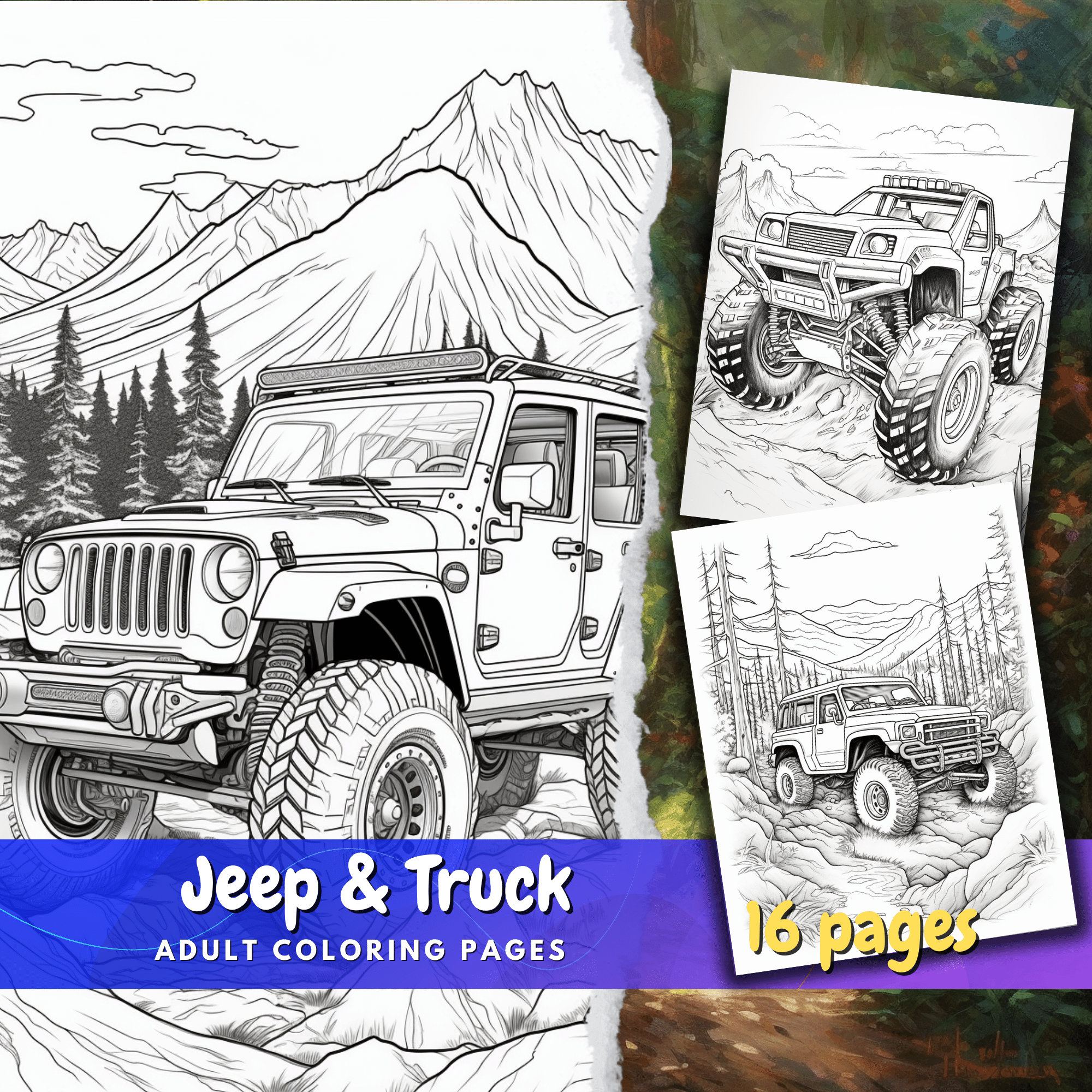 Jeep coloring page and truck coloring pages gift for adults coloring page download now