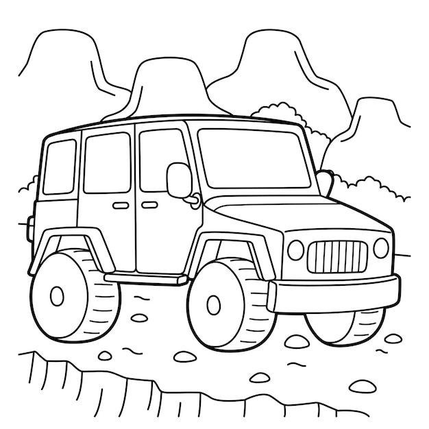 Premium vector offroad vehicle coloring page for kids