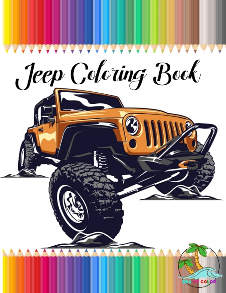 Jeep coloring book creative jeep drawing book for adults and kids a stress relieving and relaxion books