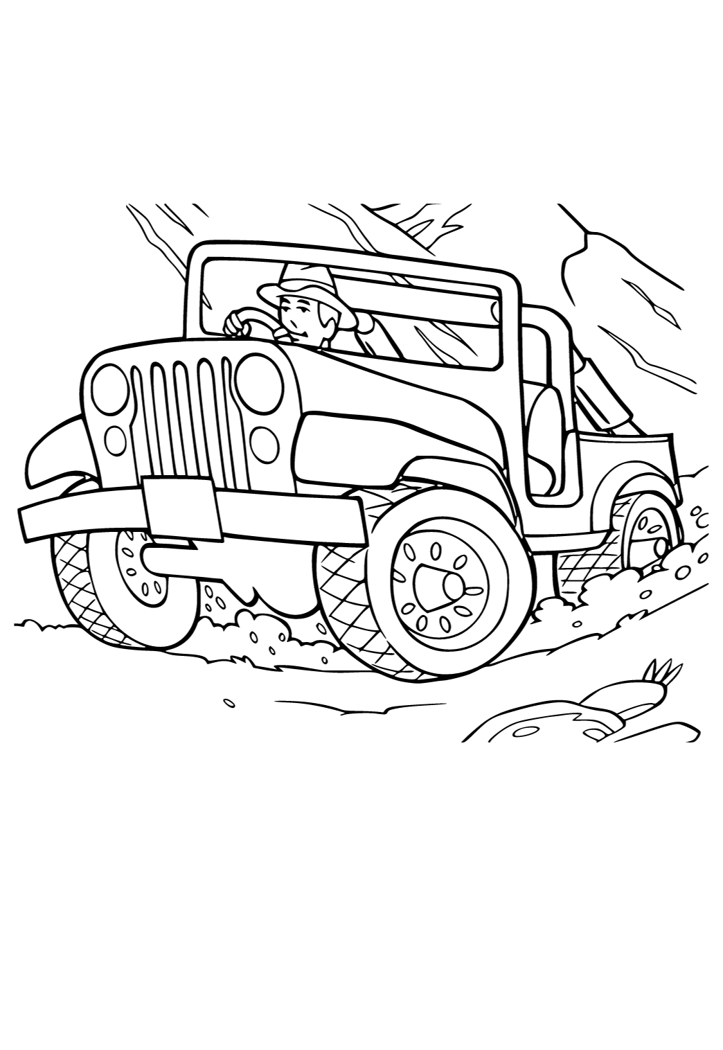 Free printable jeep road coloring page for adults and kids
