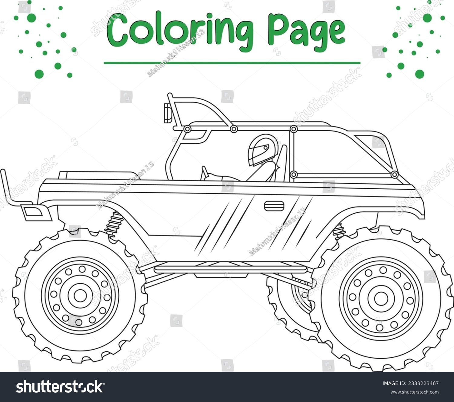 Monster truck coloring page printable monster stock vector royalty free