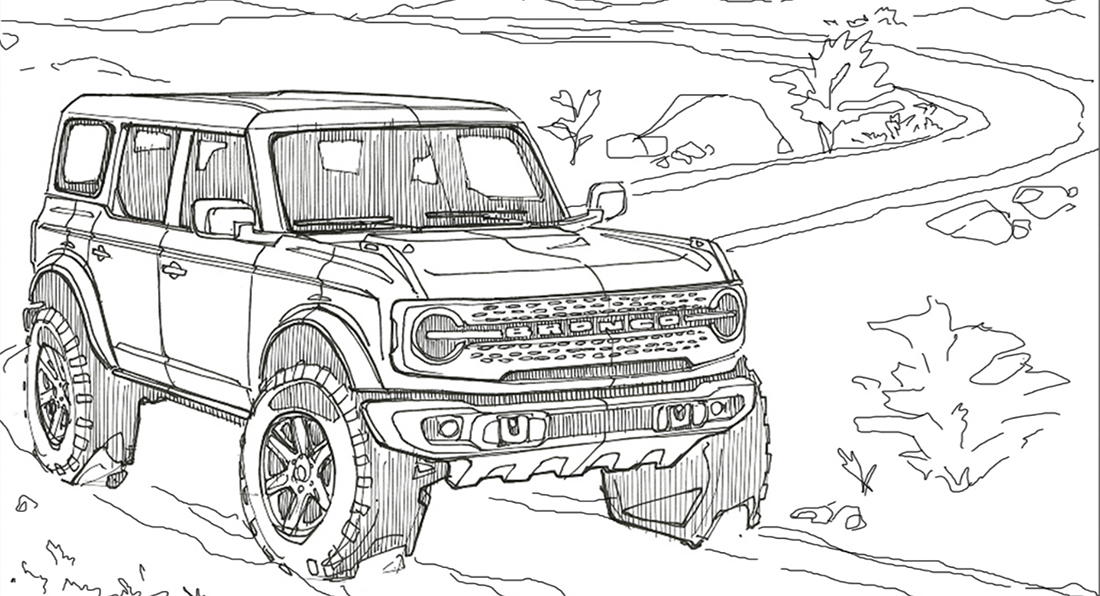 Ford drops coloring pages for the bronco and bronco sport