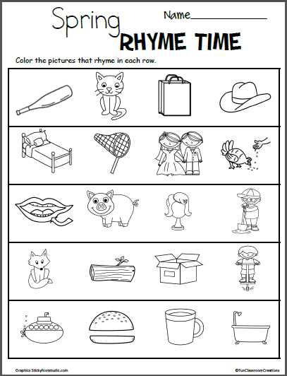 Spring color the rhymes worksheets made by teachers
