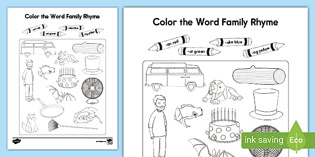 Color the word family rhyme activity teacher made
