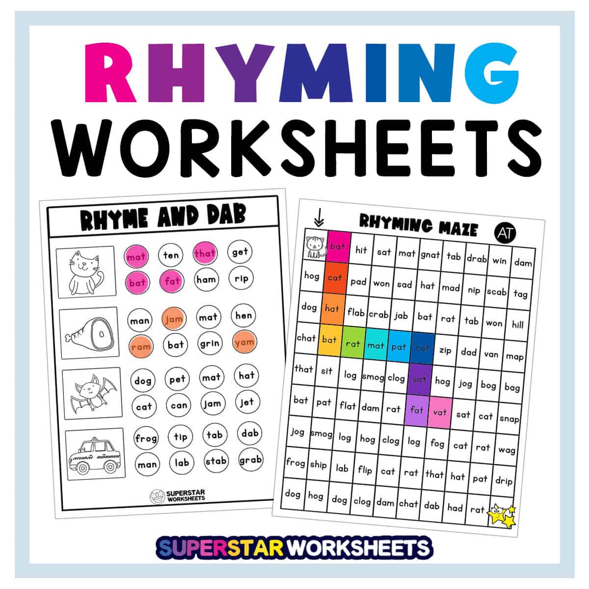 Rhyming worksheets for kindergarten