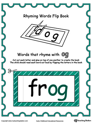 Free printable rhyming words flip book og in color