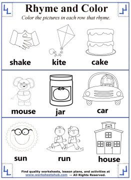 Rhyming word coloring rhyming words rhyming words worksheets sight word cards