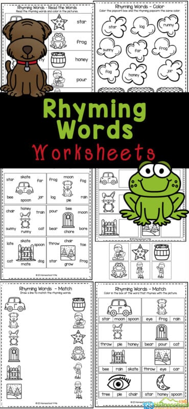 Rhyming words worksheets pdf for kindergarten
