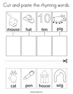 Rhyming words coloring pages