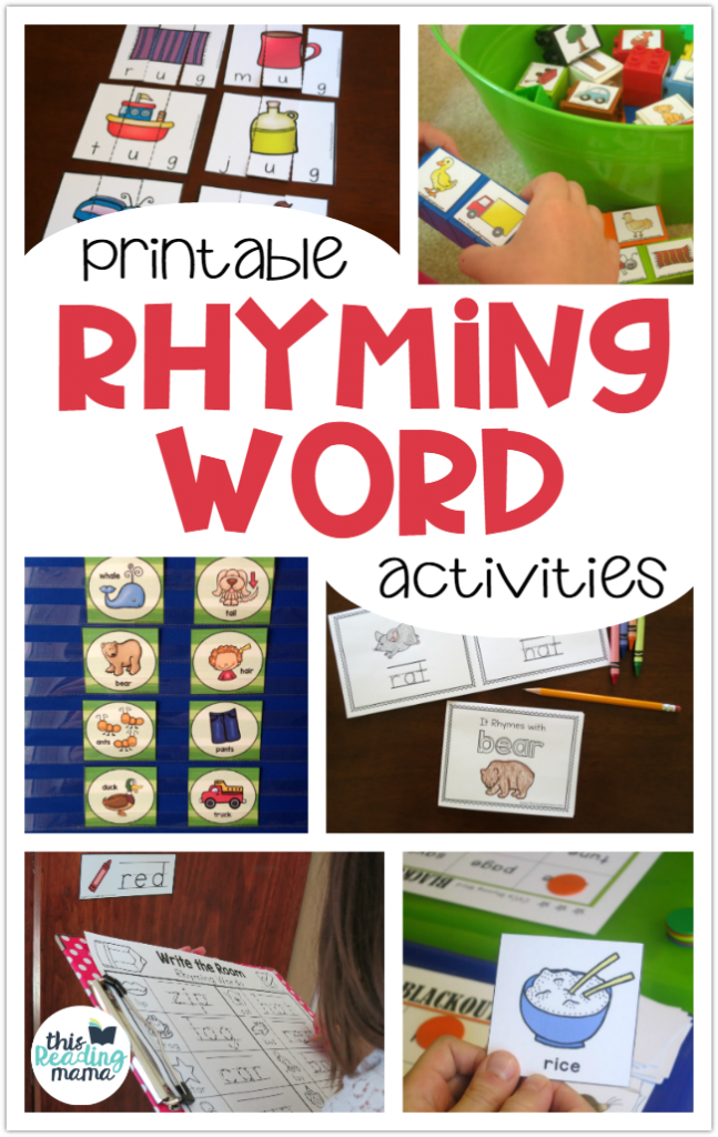 Printable rhyming activities for kids