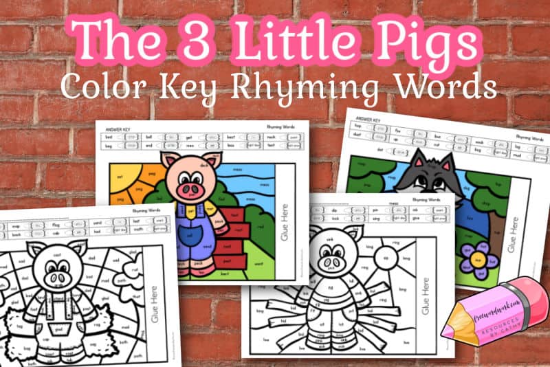 Little pigs rhyming color key pages
