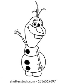 Coloring page olaf snowman stock illustration