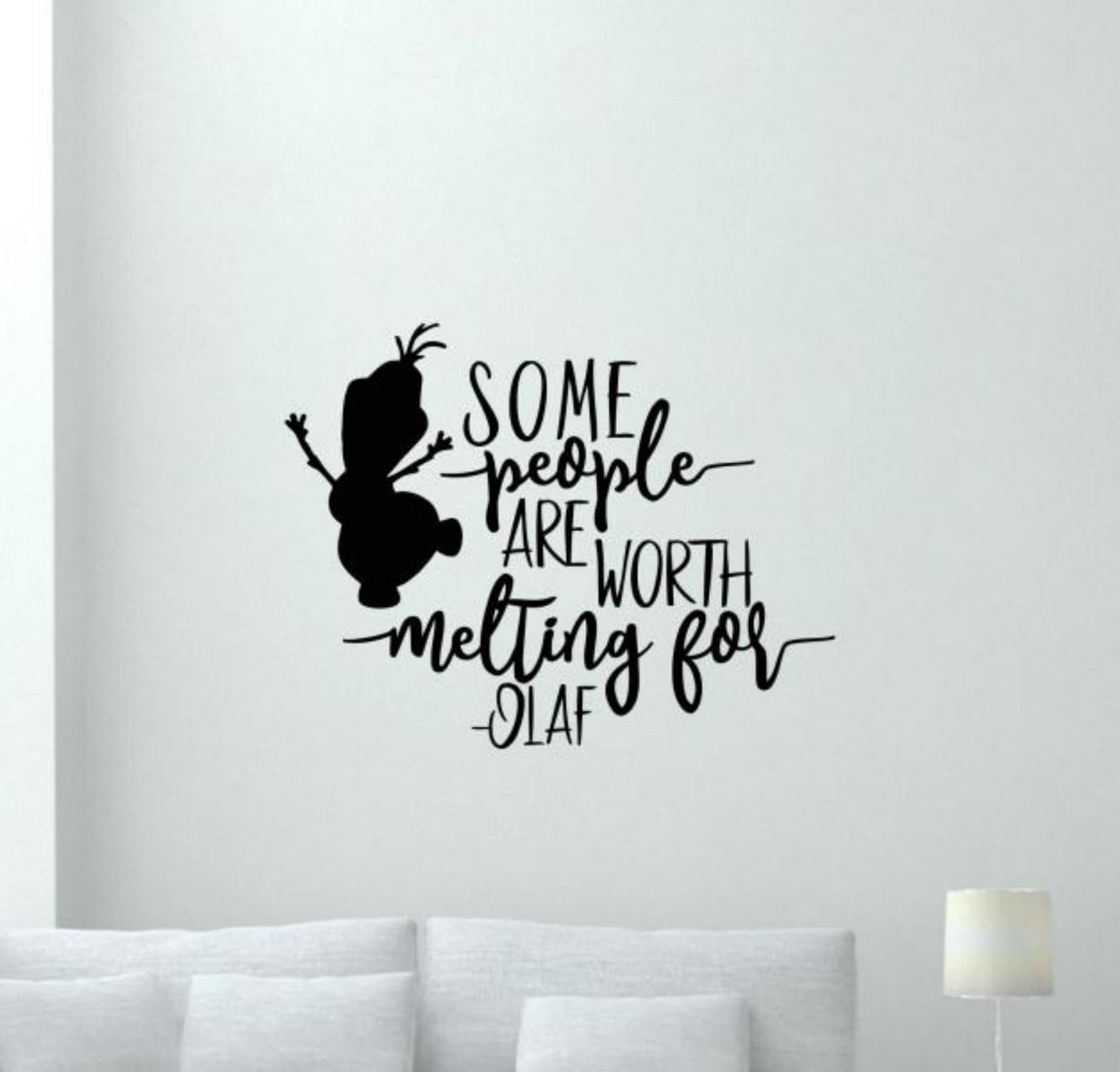 Some people are worth melting for olaf wall decal vinyl sticker wall art decor car truck bedroom living room poster sign stencil mural die cut no background indoor outdoor decal
