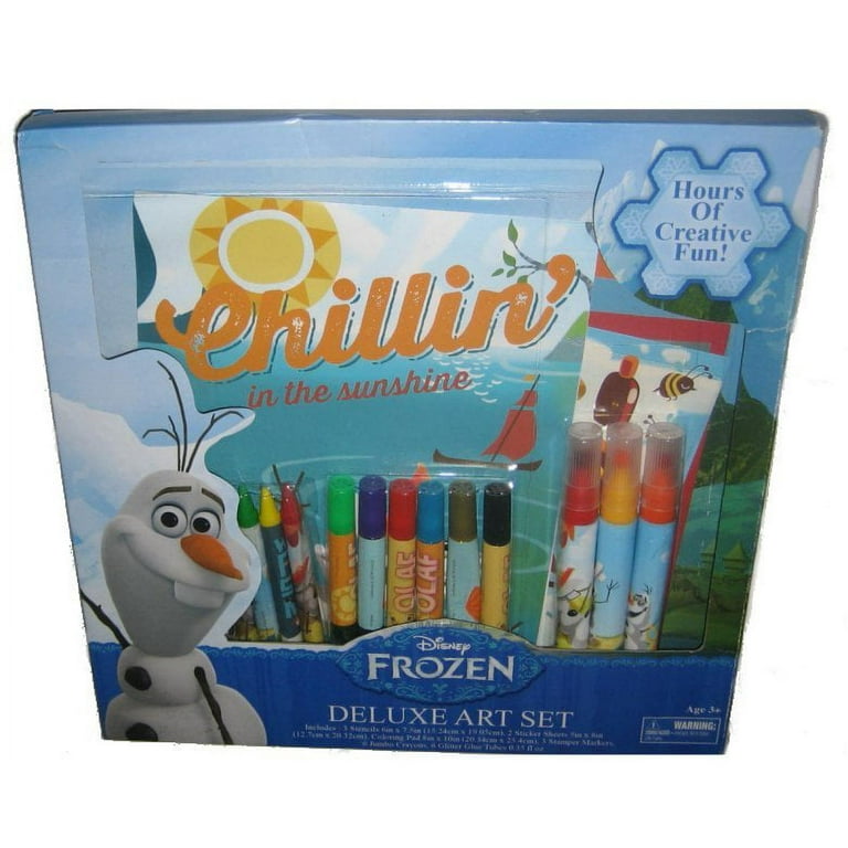 Disney frozen olaf stencil sticker glitter glue crayon art stationery set