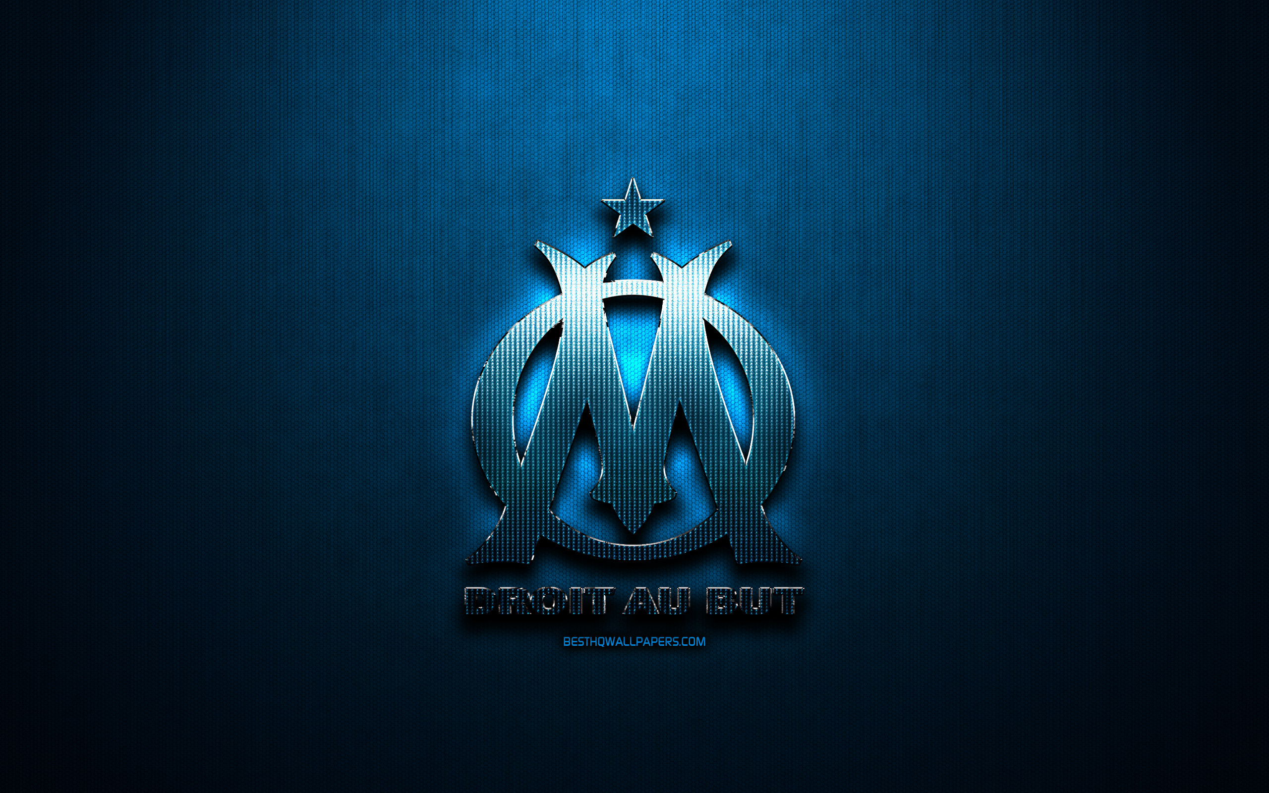 Download wallpapers olympique marseille fc blue metal background ligue french football club fan art olympique marseille logo football soccer marseille fc france for desktop with resolution x high quality hd pictures