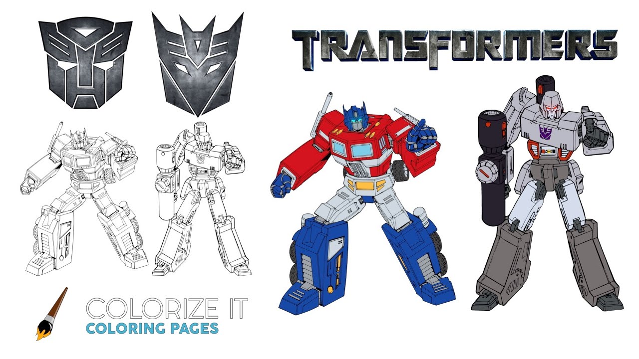 Optimus prime vs megatron coloring page transformers coloring book