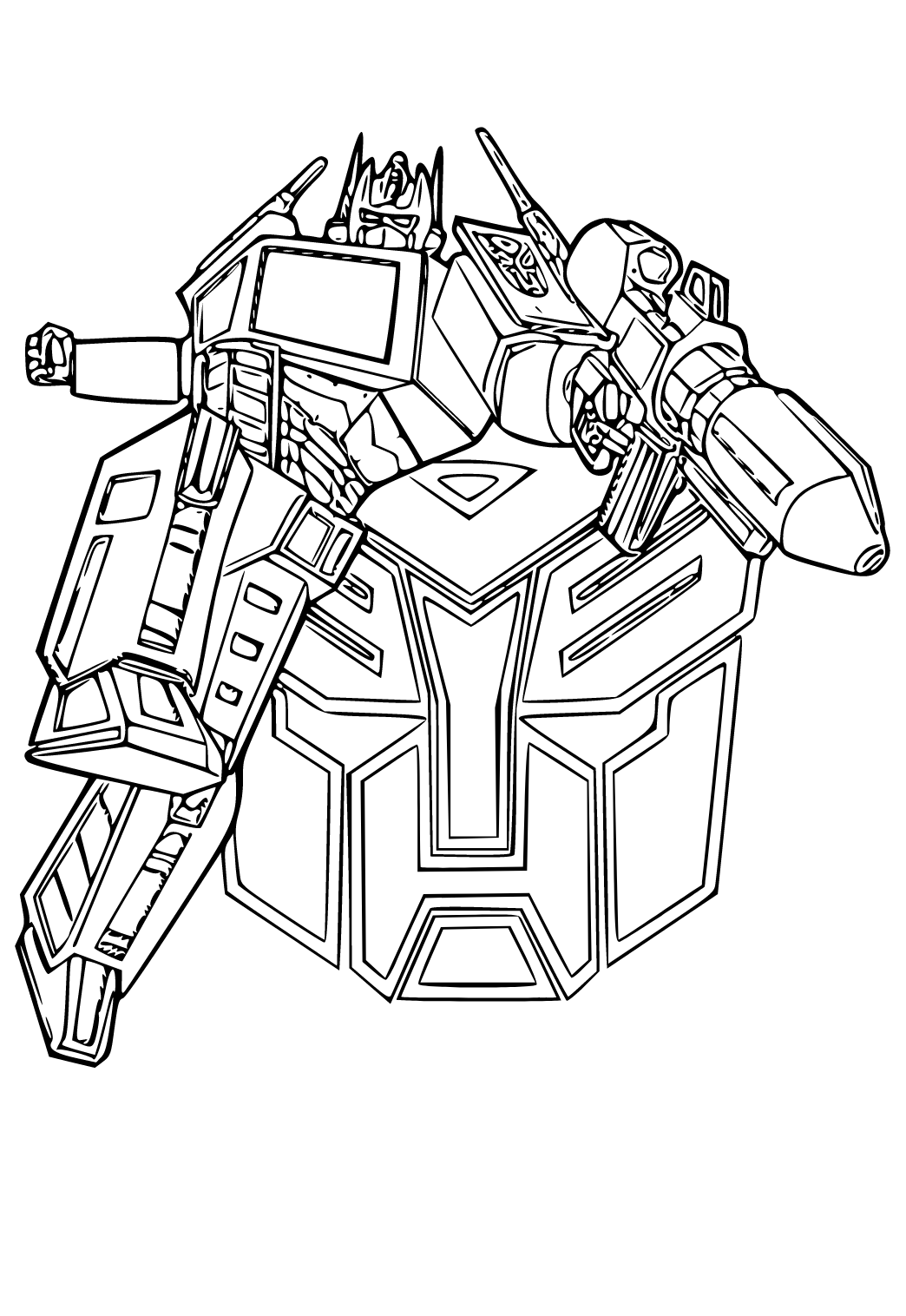 Free printable optimus prime attack coloring page for adults and kids