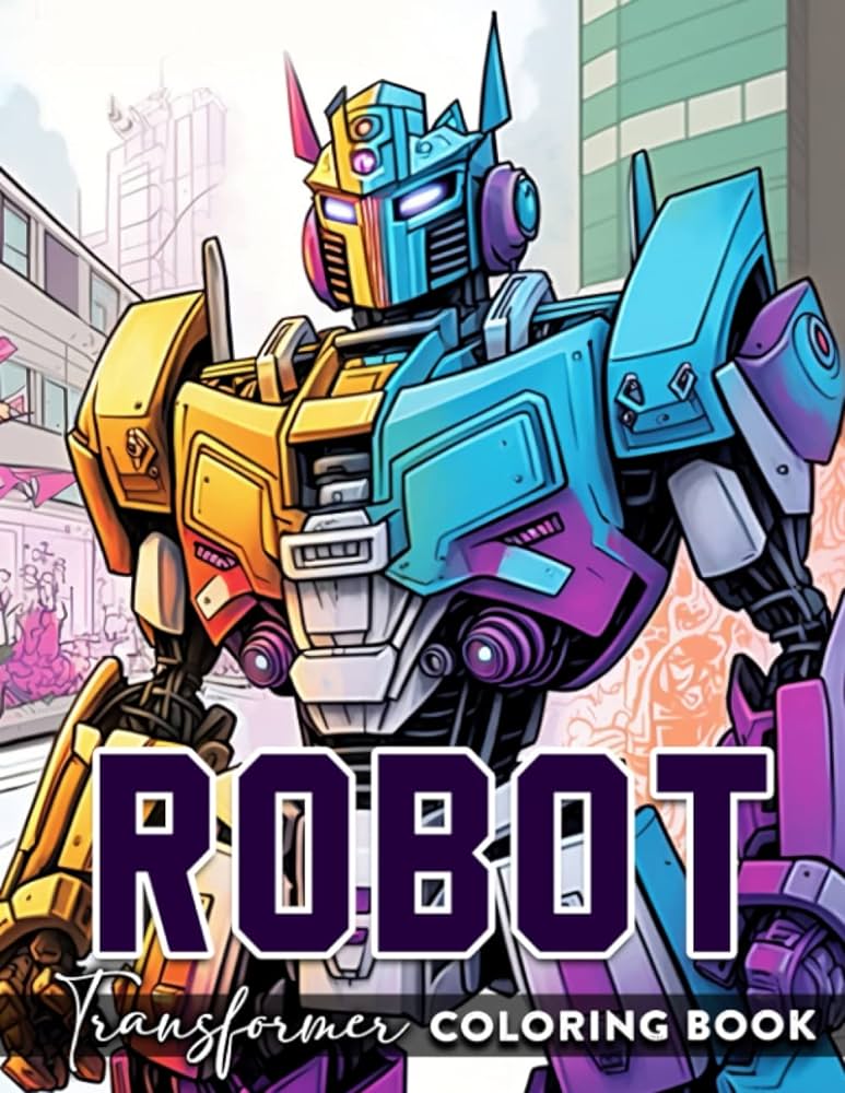 Robot coloring book coloring pages optimus prime bumblebee and other robots drawing images insi for teens adults stress relief birthday benjamin larissa books