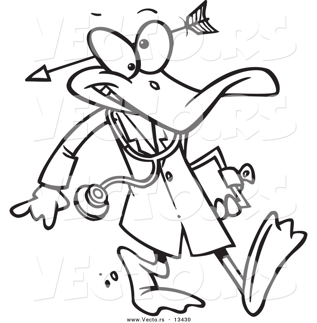 R of a cartoon crazy quack pshchiatrist duck