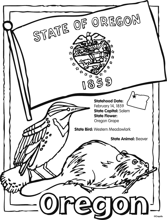 State of oregon free coloring page
