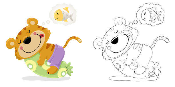 Coloring page color me tiger cute tiger smiles stock photos pictures royalty