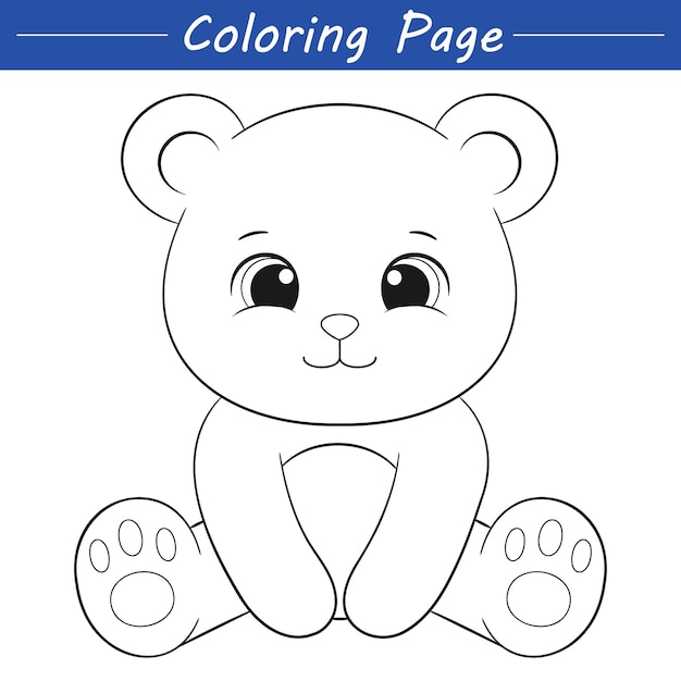Premium vector cute little bear coloring page illustration