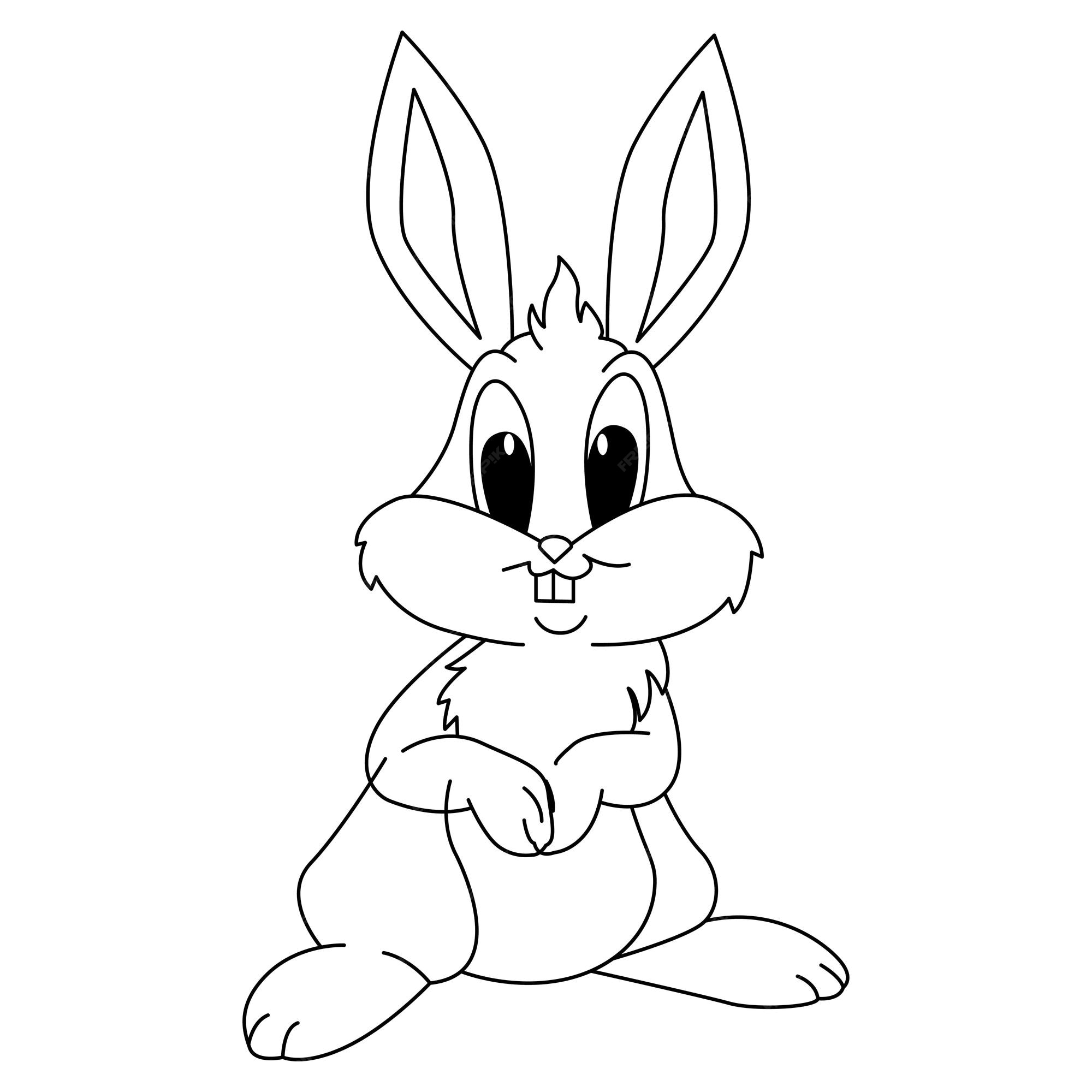 Premium vector cute rabbit cartoon coloring page illustration vector for kids coloring book